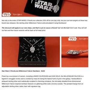ROCKLOVE JEWERLY STAR WARS only MILLENNIUM FALCON NECKLACE STERLING SILVER